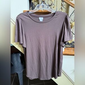 Chico’s Brown Rayon Short Bell Sleeve top. Soft. Size 0 EUC